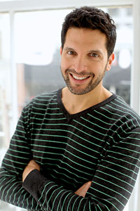 Al in striped sweater